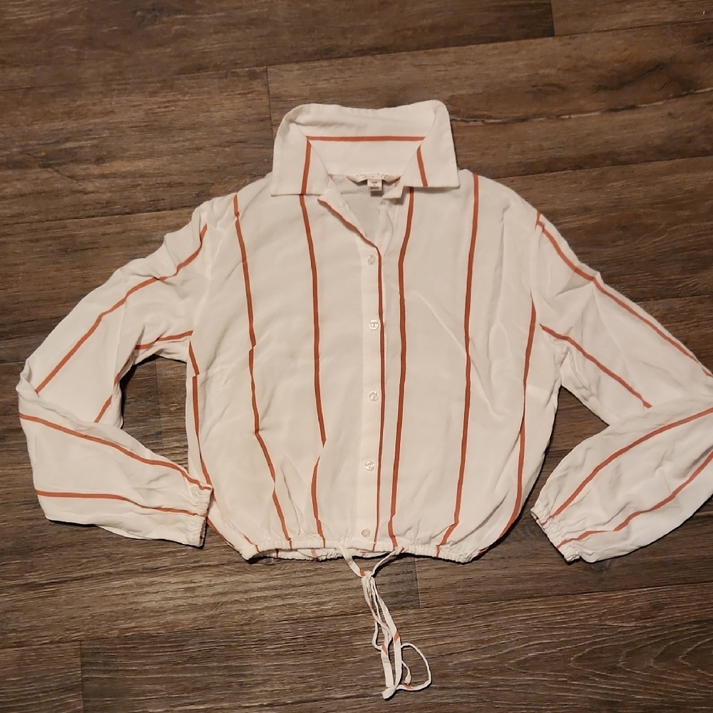 Miss Selfridge Collared Cropped Long Sleeve Top - Size 4